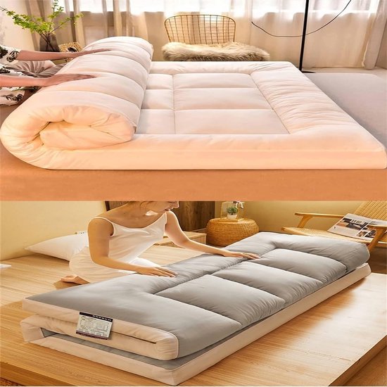 Japanse Vloermatras - Draagbare Futon - Slapen en Reizen - Extra Dik Ergonomisch - 90 x 200 cm - Roze van Merkloos — afbeelding 2
