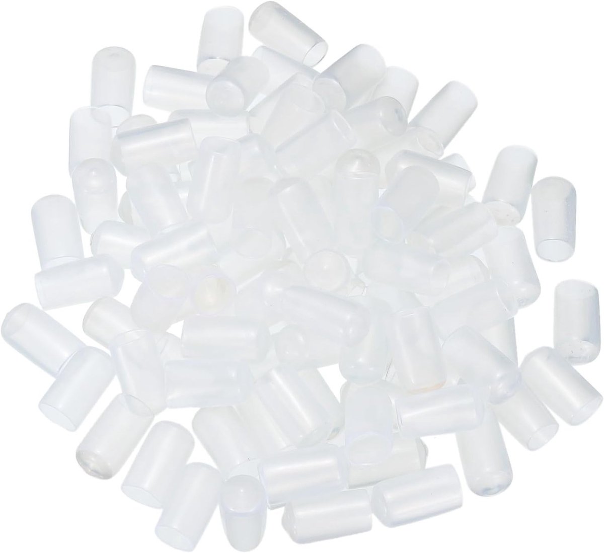 Set van 100 Duidelijke Flexibele Rubber Eindkappen 12mm ID - Ronde Vinyl Schroefdoppen en Beschermers voor Bouten, Schroeven, Buizen, Kabels en Draden - Zachte Rubber Beschermhoezen