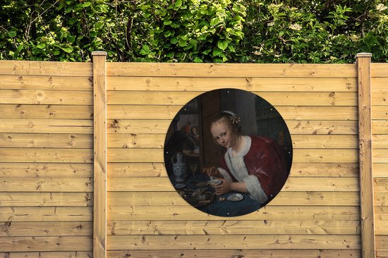 Tuincirkel Het oestereetstertje - Jan Steen - 120x120 cm - Ronde Tuinposter - Buiten