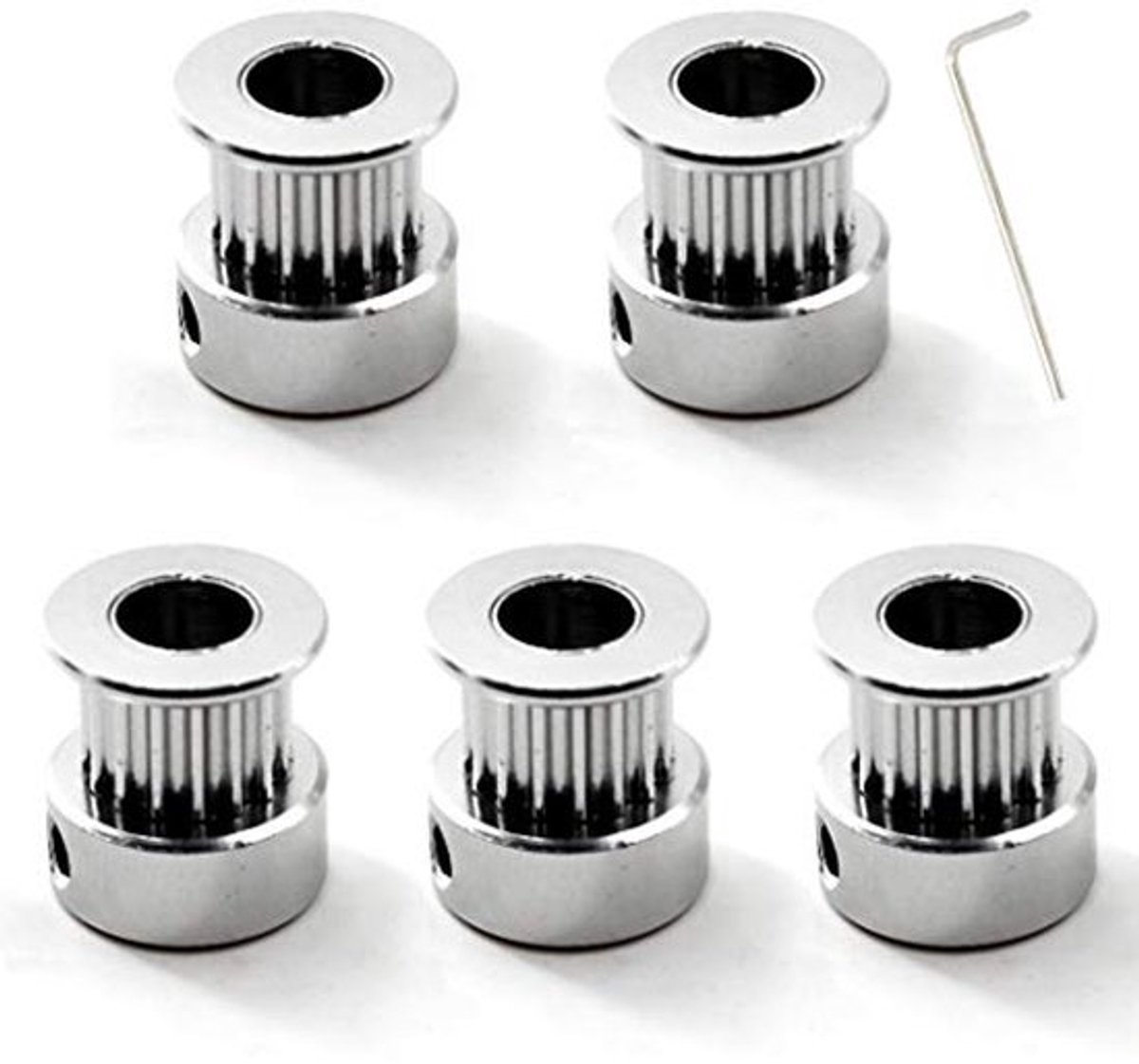 GT2 Timing Belt Set met Sleutel, 16 Tanden, 6mm Bore voor 3D Printer 6mm Timing Belt (5 Stuks)