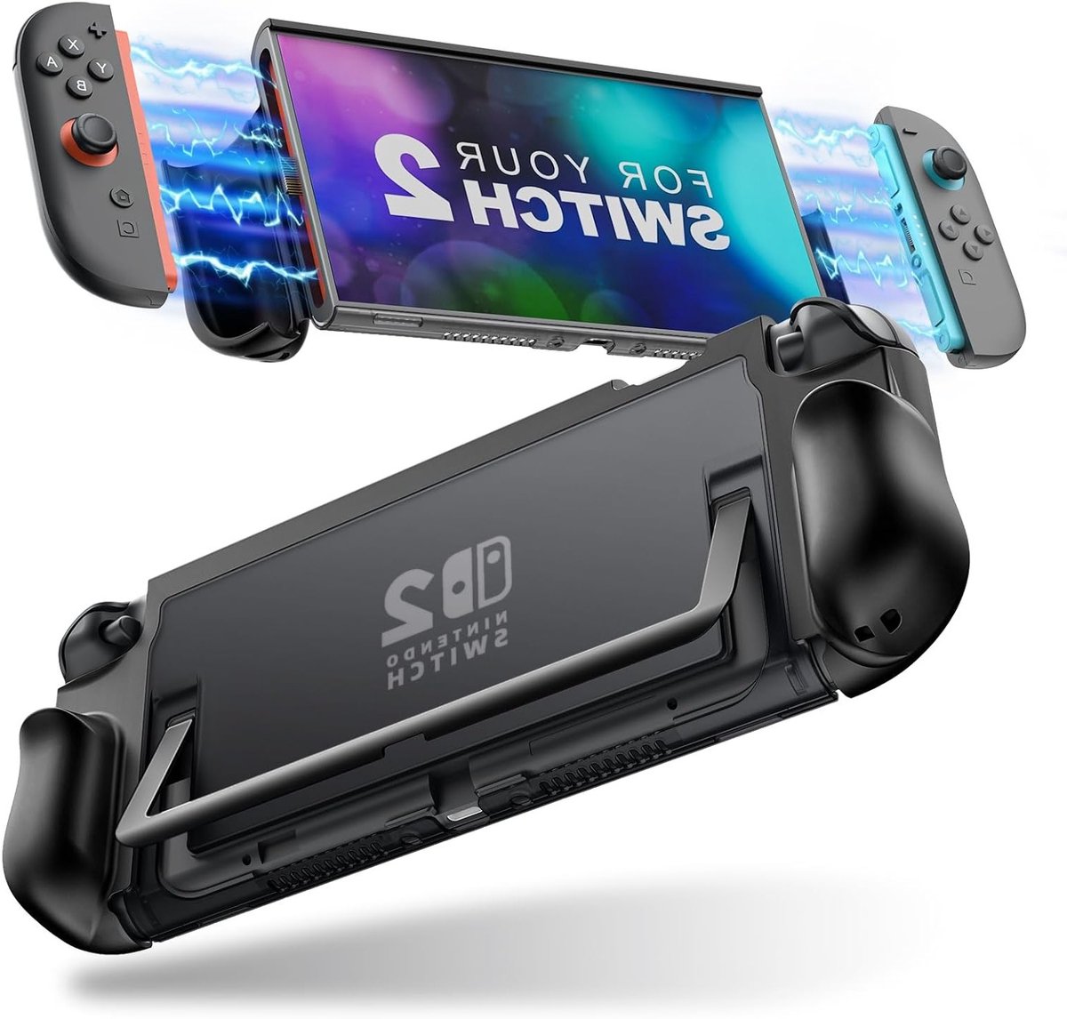 Dockable Case voor Nintendo Switch 2 - TPU Grip Beschermhoes met Snelle Ontgrendeling, Schokbestendig en Krasbestendig Ontwerp, Zwart
