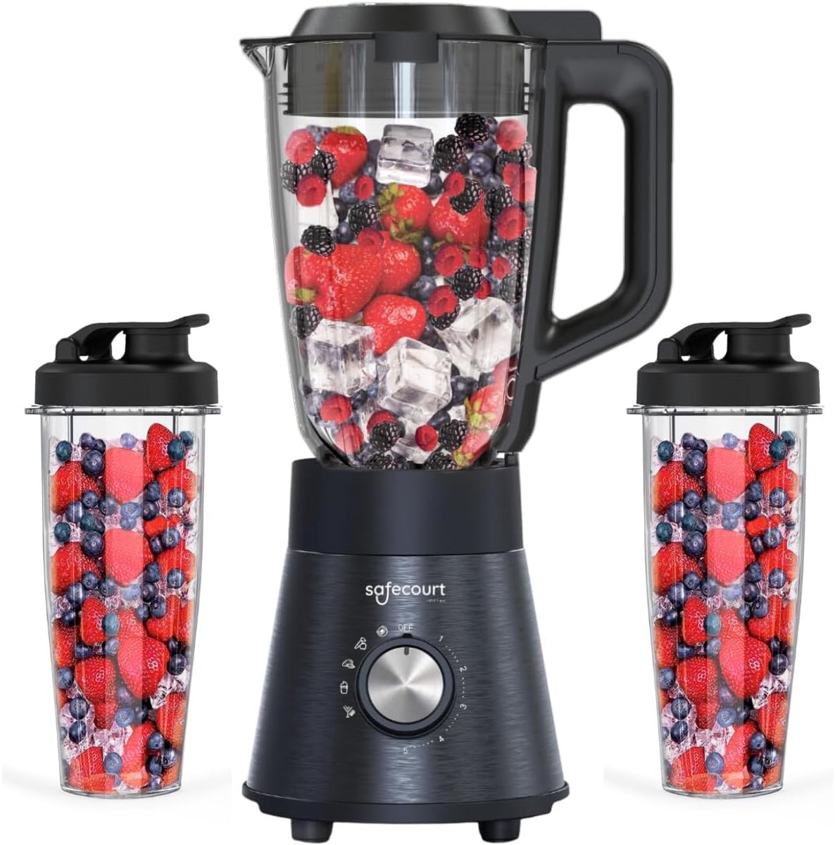 Keuken Blender - Smoothie Maker - Gezond Mixen - 5 Programma's - 1.5L Glas - Zwart