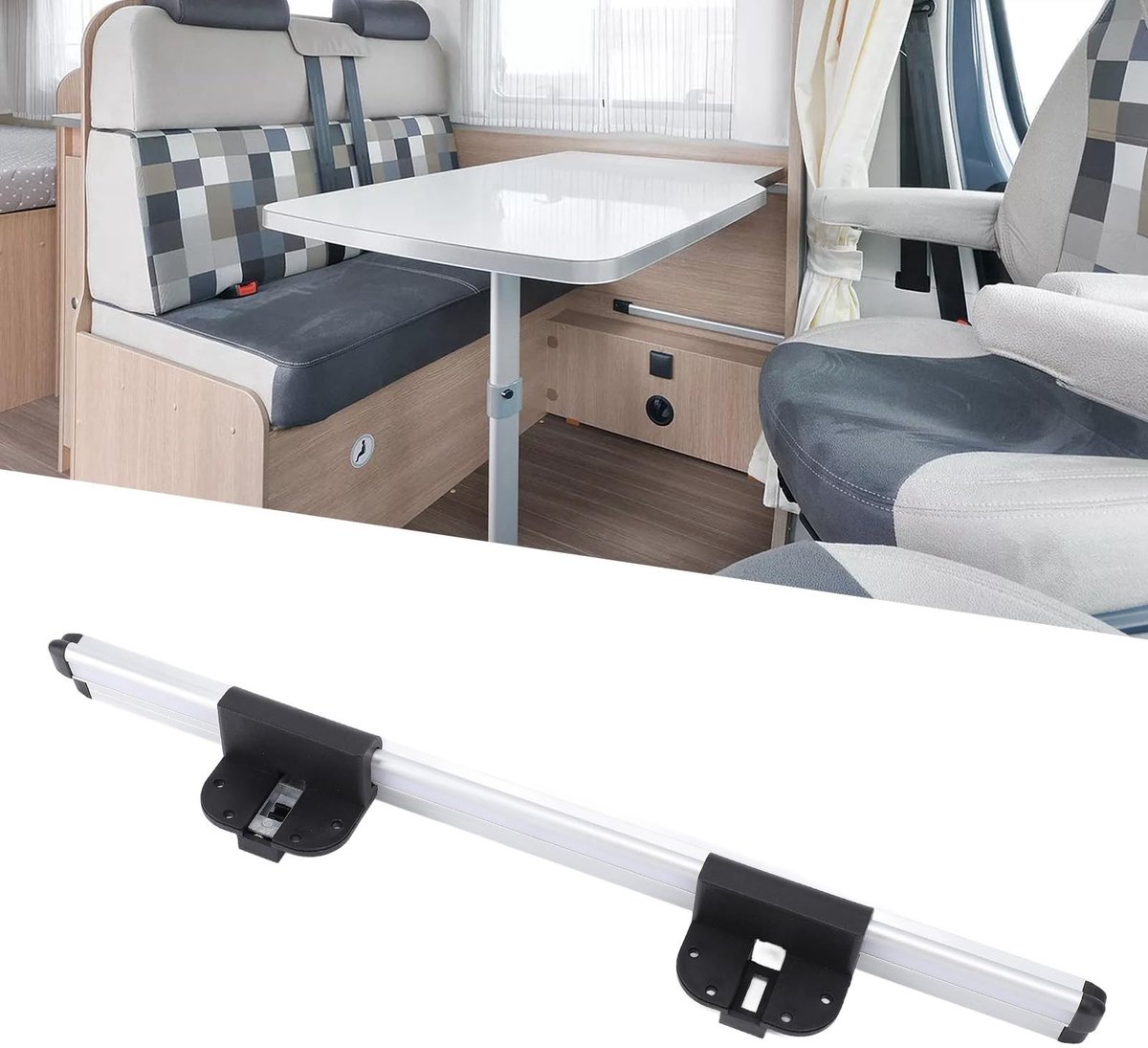 VLEMICO- Montage Aluminium - Steun 500 mm - Robuust en Duurzaam - Geanodiseerde Afwerking - Geschikt voor Campers/Caravans - Verbeterde Stabiliteit - Tafelrail