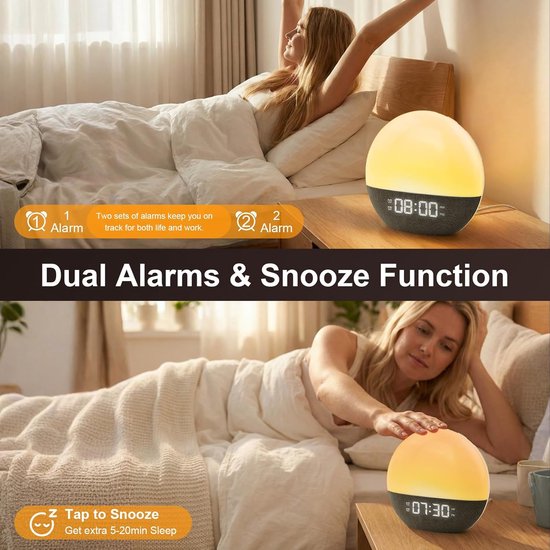 Sunrise Alarmklok - Wake-up licht - Natuurlijk Wakker Worden - 24 Natuurlijke Geluiden - 17.5 cm Hoog - Meerkleurig — afbeelding 2
