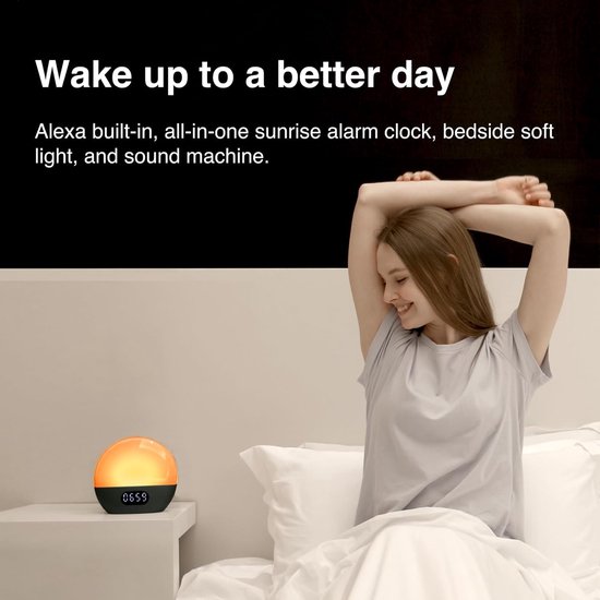 Wake-up Light - Alarmklok - Betere Dag - Geïntegreerde Alexa - S - Blauw Groen van Wake-up Light — afbeelding 3