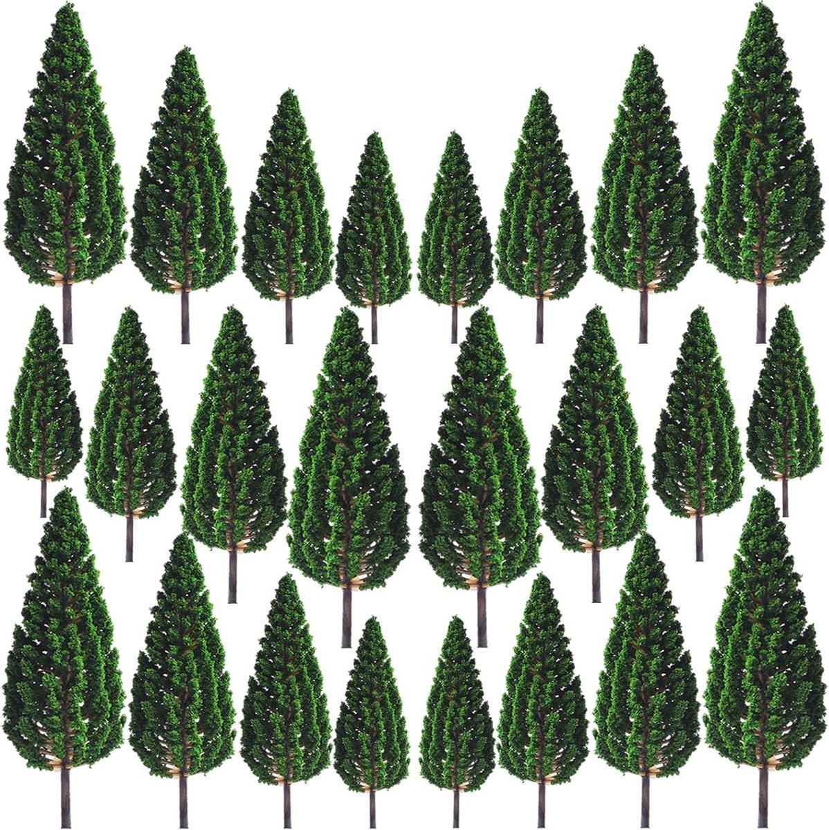 Set van 24 miniatuur bomen voor diorama's en landschapsmodellen, plastic decoratie 6,5-16 cm
