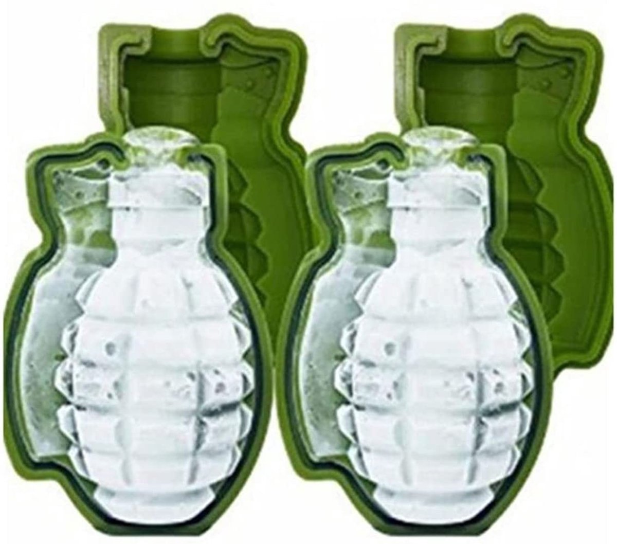 Dailygoods - 3D granaat siliconen vorm - IJsblokjesvorm - Vaatwasserbestendig - Groen - Voor bars en feesten - BPA-vrij - 2 stuks