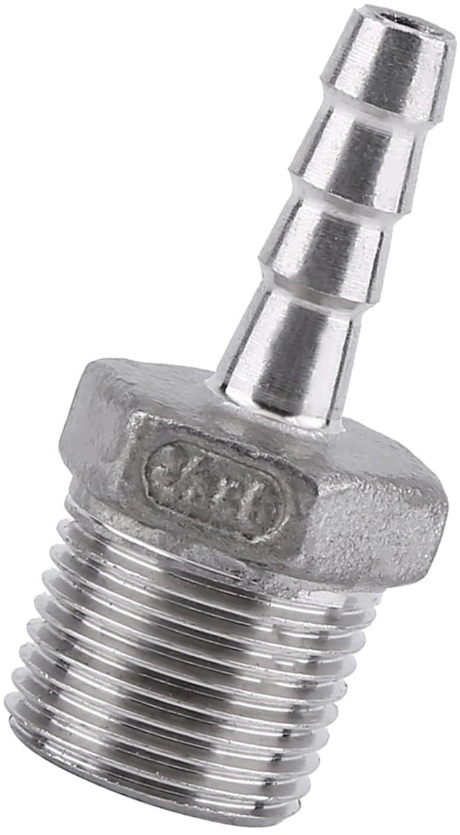 Dailygoods- Pijpfitting Weerhaak - Slangstaartconnector - 304 Roestvrij Staal - Snelkoppelingsadapter - Water/Lucht/Brandstof - Duurzaam en Roestvrij - Slangconnector