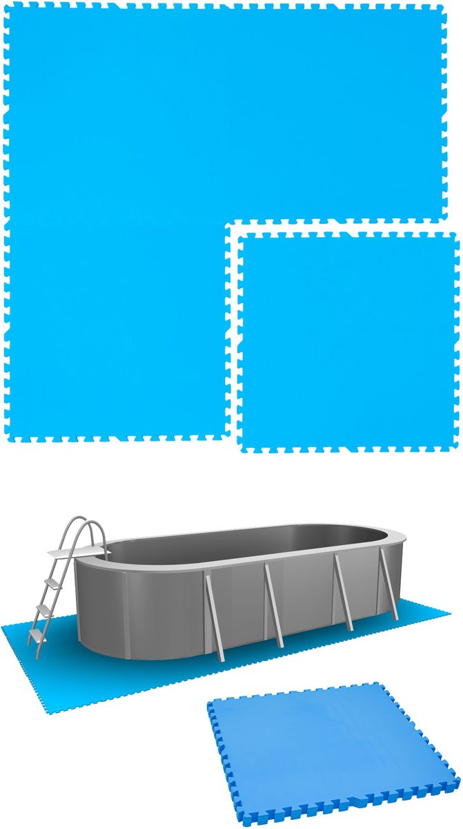Zwembadmat Vloerbescherming Tegels Matten 81x81 cm Blauwe puzzelmatten