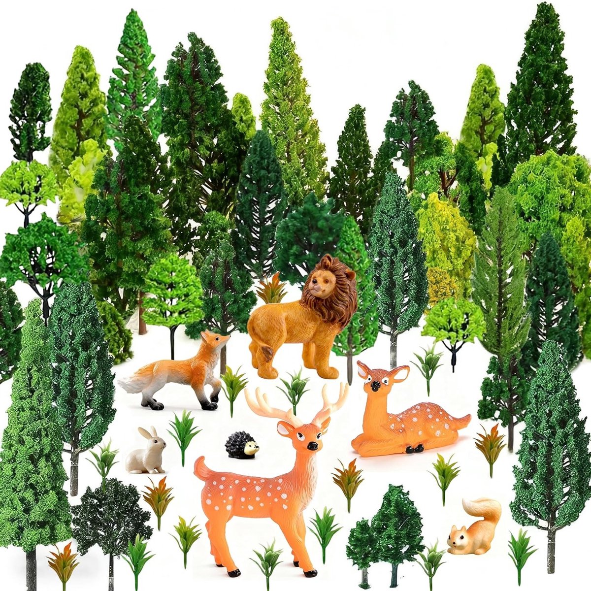 Set van 67 Miniatuur Bomen voor Modelbouw en Decoratie - Perfect voor Landschappen, Taartdecoratie en Diorama's, Hoogte 3-12 cm