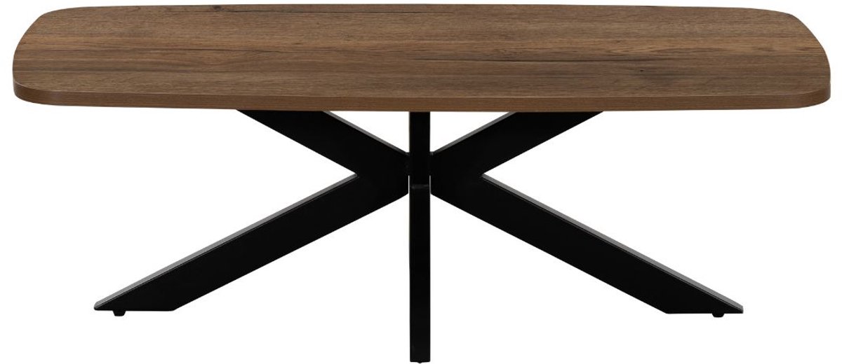 Giga Meubel Salontafel Jaimy Donkerbruin – Deens Ovaal – Melamine en Metaal – 100x50x35 cm