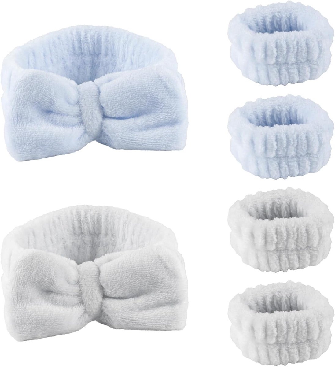 Set van 6 Zachte Absorberende Polsbandjes voor Gezichtsreiniging en Haar, Ideaal voor Spa en Huidverzorging, Voorkomt Vuil en Houdt Haar op zijn Plaats