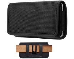 Riem Holster Hoesje Nylon - Universeel Telefoonhoesje Holster 6.0 inch Hoesje Geschikt Voor Samsung Galaxy A17 hoesje / A16 / iPhone 17 Pro Max / Air / 16 Pro Max / 16 Plus / 15 Plus / 15 Pro Max - Zwart