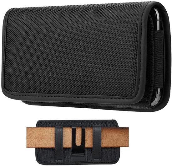 Étui Holster de Ceinture en Nylon - Étui Universel pour Téléphone Holster 6.0 pouces Convient pour Samsung Galaxy A17 / A16 / iPhone 17 Pro Max / Air / 16 Pro Max / 16 Plus / 15 Plus / 15 Pro Max - Noir