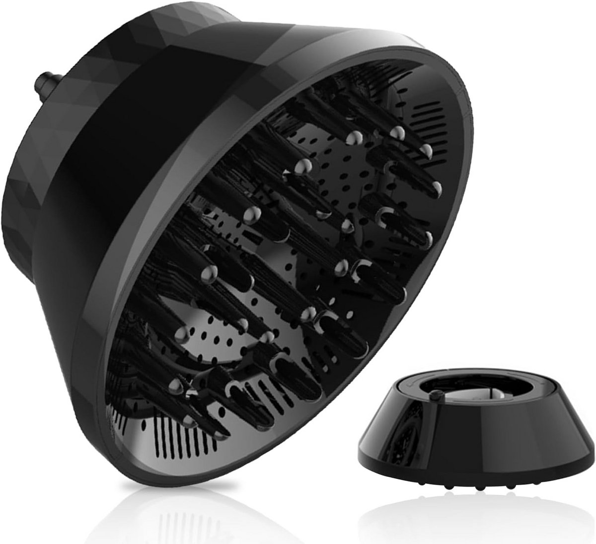 Haardroger Diffuser - Krul Opzetstuk - Volume Creëren - Universeel Verstelbaar - 3.8-8.2 cm - Zwart