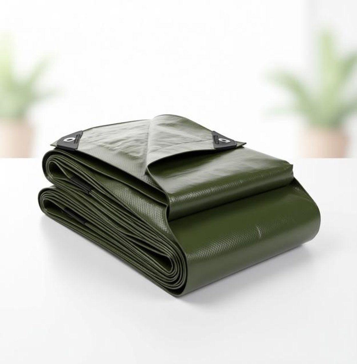 ElleMooi Afdekzeil met inslagringen – waterdicht, 4 x 4 m, groen, 120 g/m², scheurvast, UV-gestabiliseerd