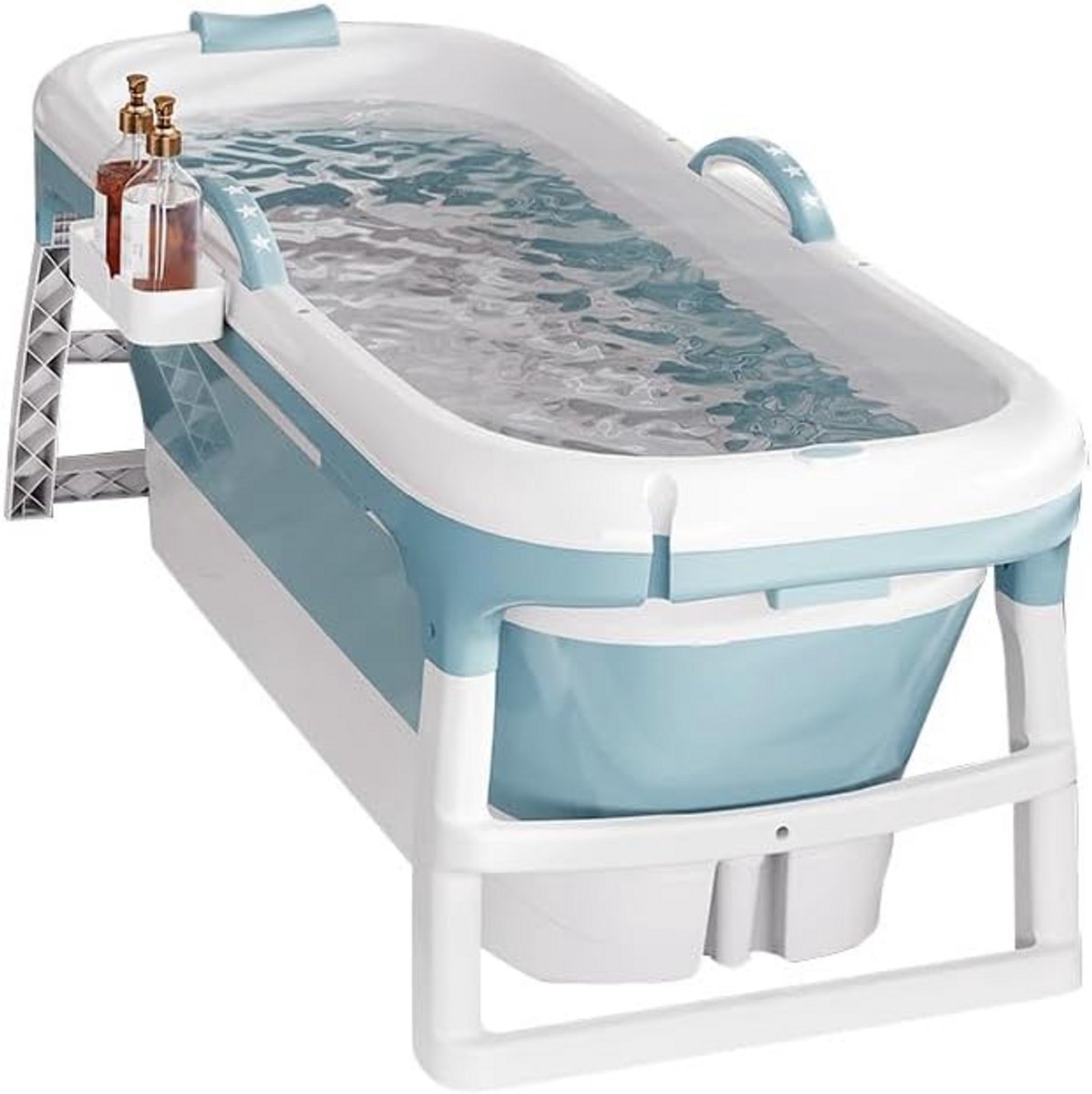 Opvouwbaar Bad - Draagbaar Buitenzwembad - Ontspannend Baden - Met Massage rollers - 118 cm - Blauw