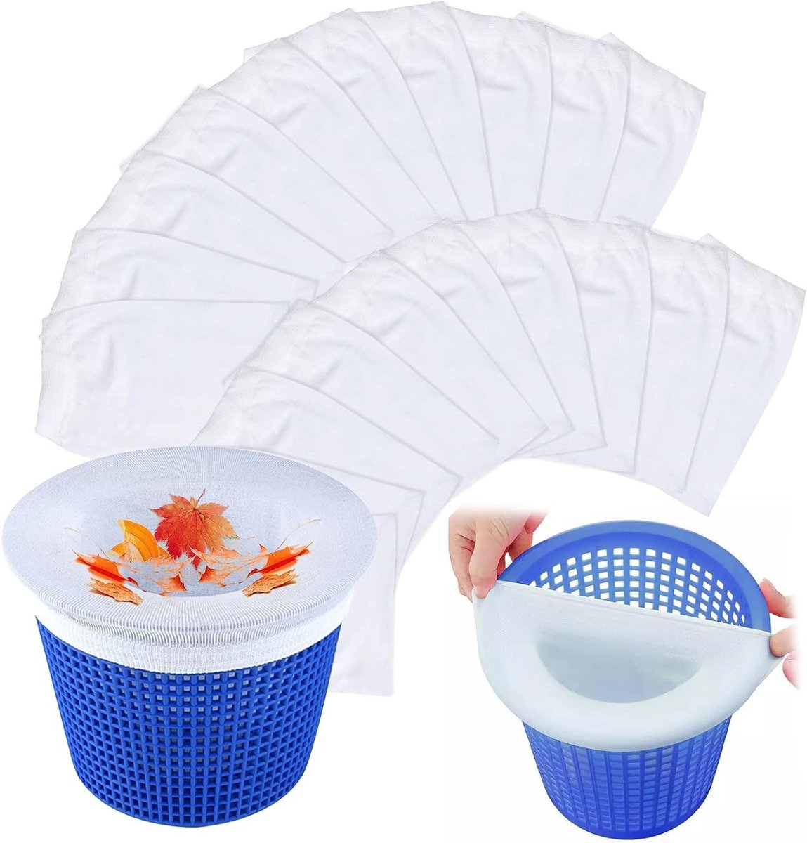 Skimmer Sokken voor Zwembaden, 20 Stuks Filter Sokken voor Pollen, Bladeren, Grondstoffen en Insecten