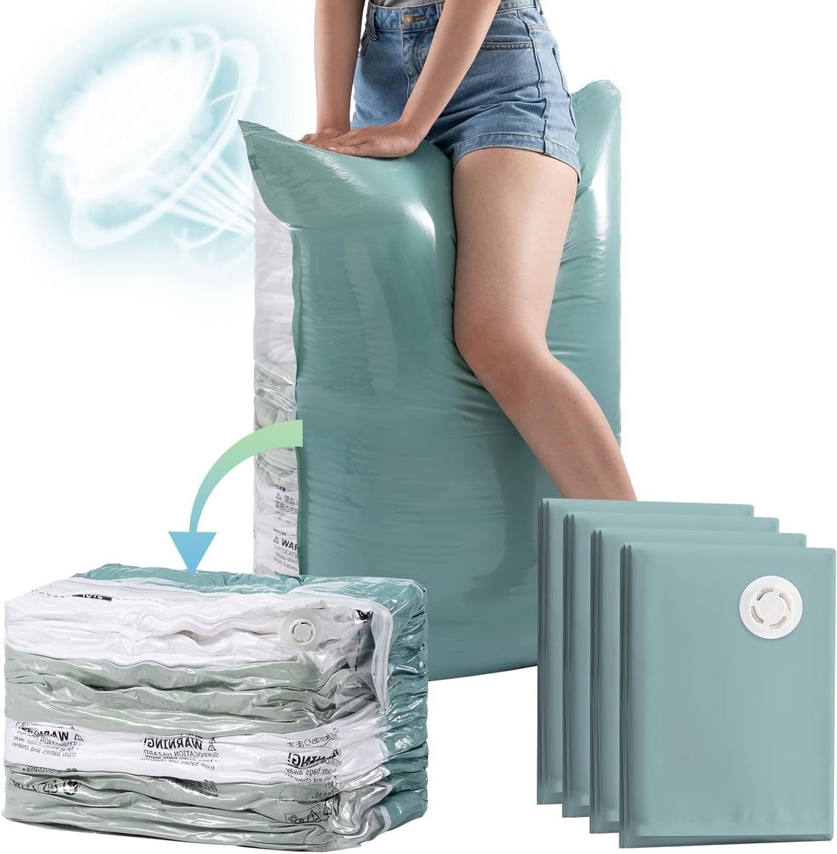 Vacuumopslagzakken Jumbo 80x100x38cm - Ruimtebesparende zakken voor dekbedden, kleding en beddengoed, eenvoudig te comprimeren en op te bergen