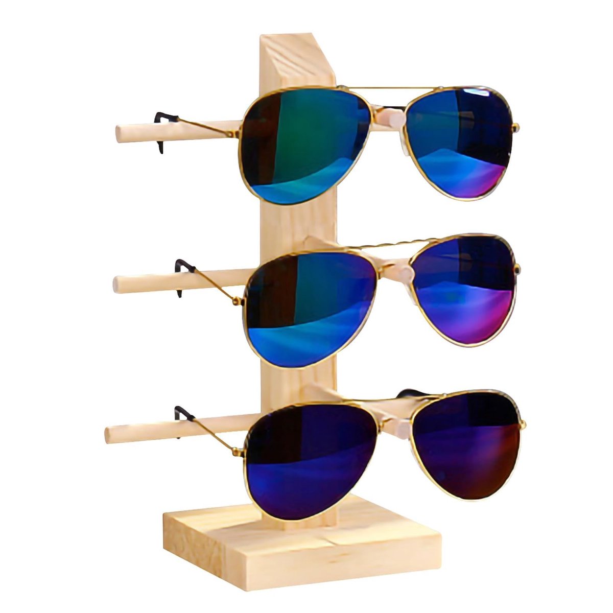 Dailygoods- Zonnebrillenstandaard Antislip - Houten Brillenhouder - Brillenhouder Organizer - Zonnebrillen Rek - Eenvoudig te Installeren - Hoogwaardig Materiaal - Brillenrek
