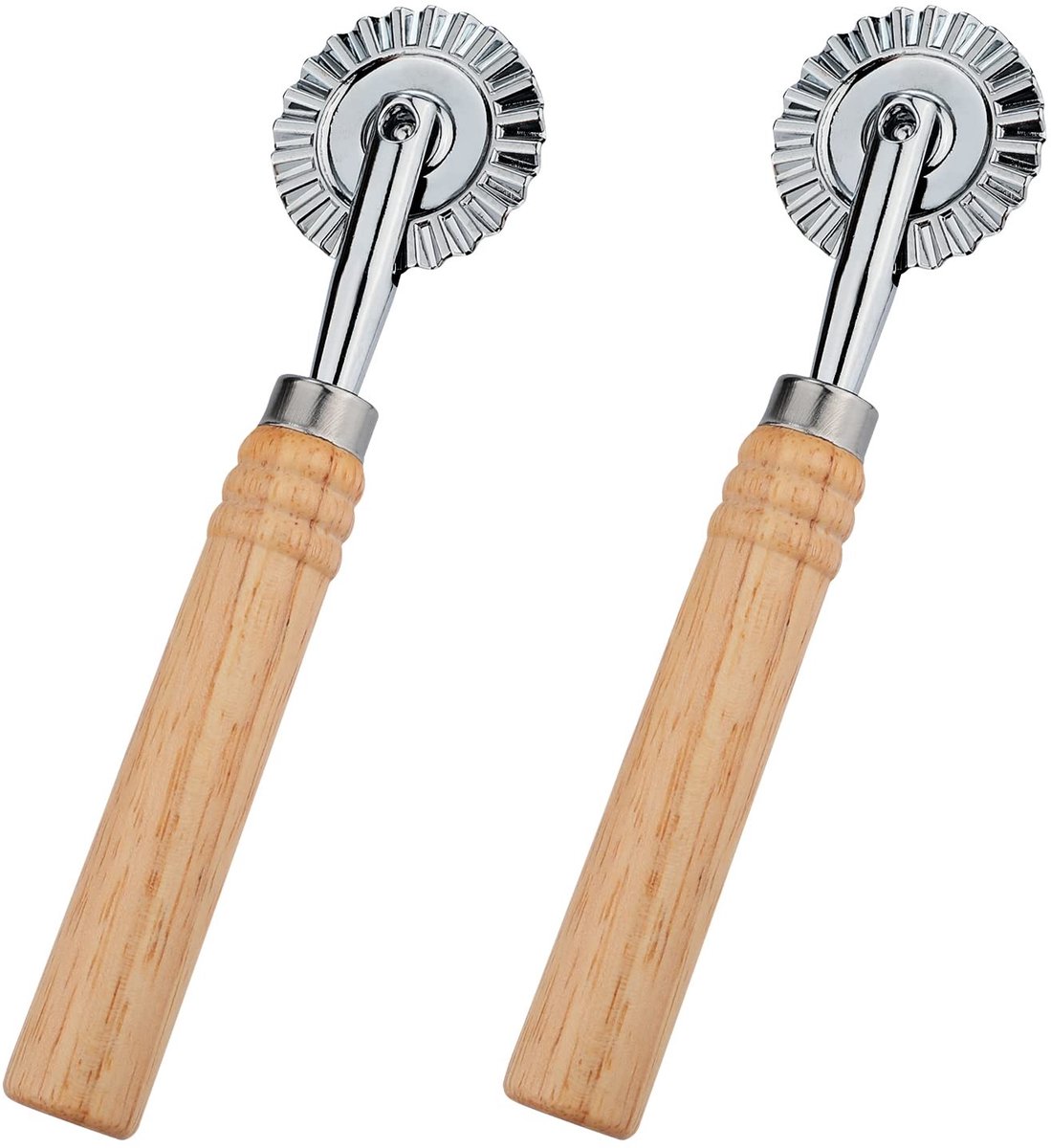 Dailygoods- Ravioli Snijder 2-delige Set - Deegwiel - Houten Handvat - Zinklegering - Keuk