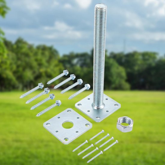 Set van 2 Verstelbare Poststeunen, Gegalvaniseerd, 80mm x 80mm x 250mm, Ideaal voor Schuttingen, Carports en Pergola's, Stevige Ondersteuning voor Bouwprojecten — afbeelding 3