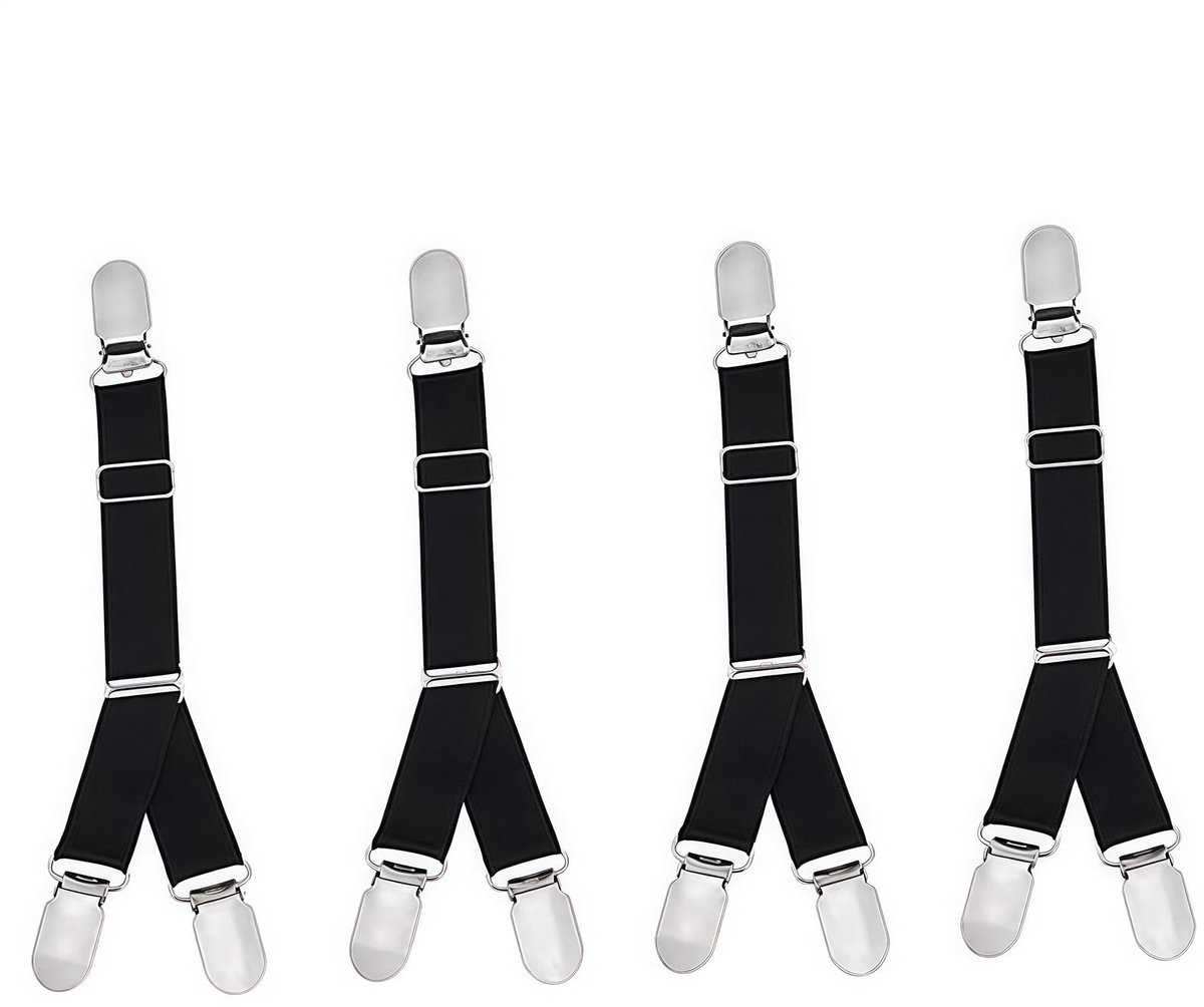 Dailygoods- Sokkenclip Verstelbaar - 2 Paar - Antislip - Metalen Clips - Polyester Bandjes - Beschermt Weefsel - Shirt Stay
