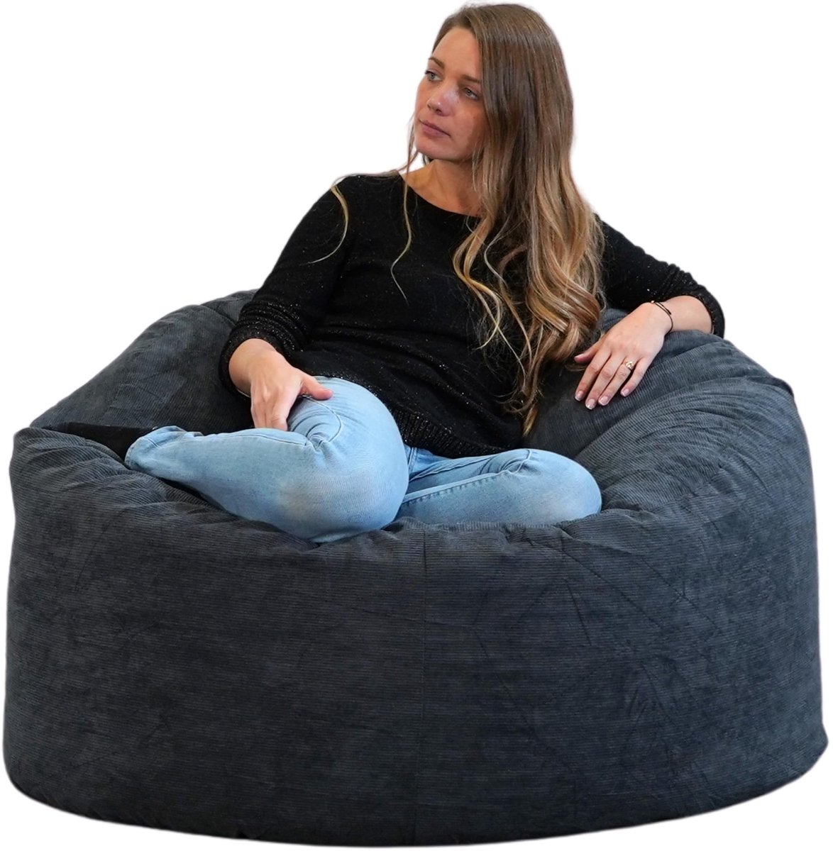 Dailygoods- Poef 100 cm - Comfortabele Corduroy Poef - Geschikt voor Binnen/Buiten - Zachte Hoes - Duurzaam - Gewicht 15 kg - Zitzak
