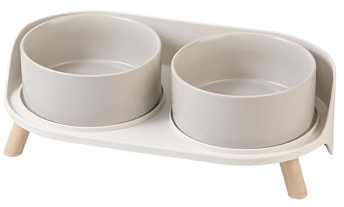 Hondenvoerbak Set - Verhoogde Bakken - Comfortabel Eten - Spatwaterdichte Bescherming - 2x 850 ml - Wit