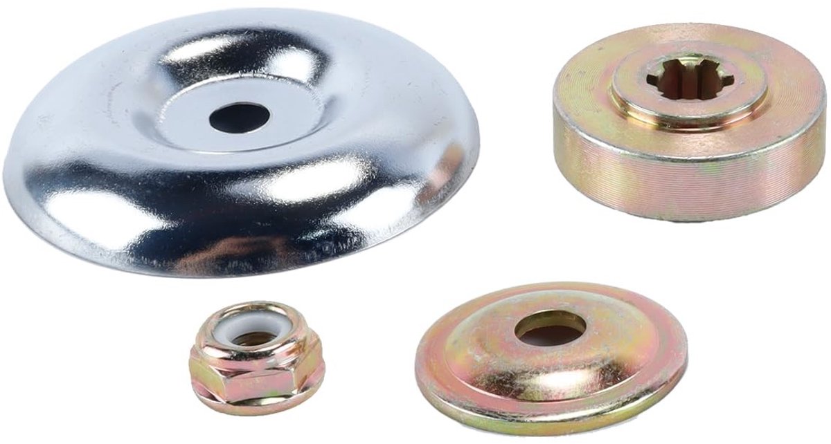 Dailygoods- Bevestigingsmoeren 4-delige set - Universele Accessoires - Bosmaaierkoppen - Slijt- en Corrosiebestendig - Duurzaam Metaal - Afmetingen: 73,6 mm - Grasmaaieronderdelen