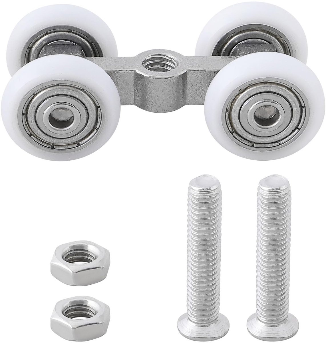 ZEYNOMAX- Schuifdeur Roller 2 Stuks - 304 Roestvrij Staal - Kleine Opknoping Wiel - Geschikt voor Glazen Deuren - Afmetingen 23,5x40x20mm - Inclusief Schroeven/Moeren - Deurroller