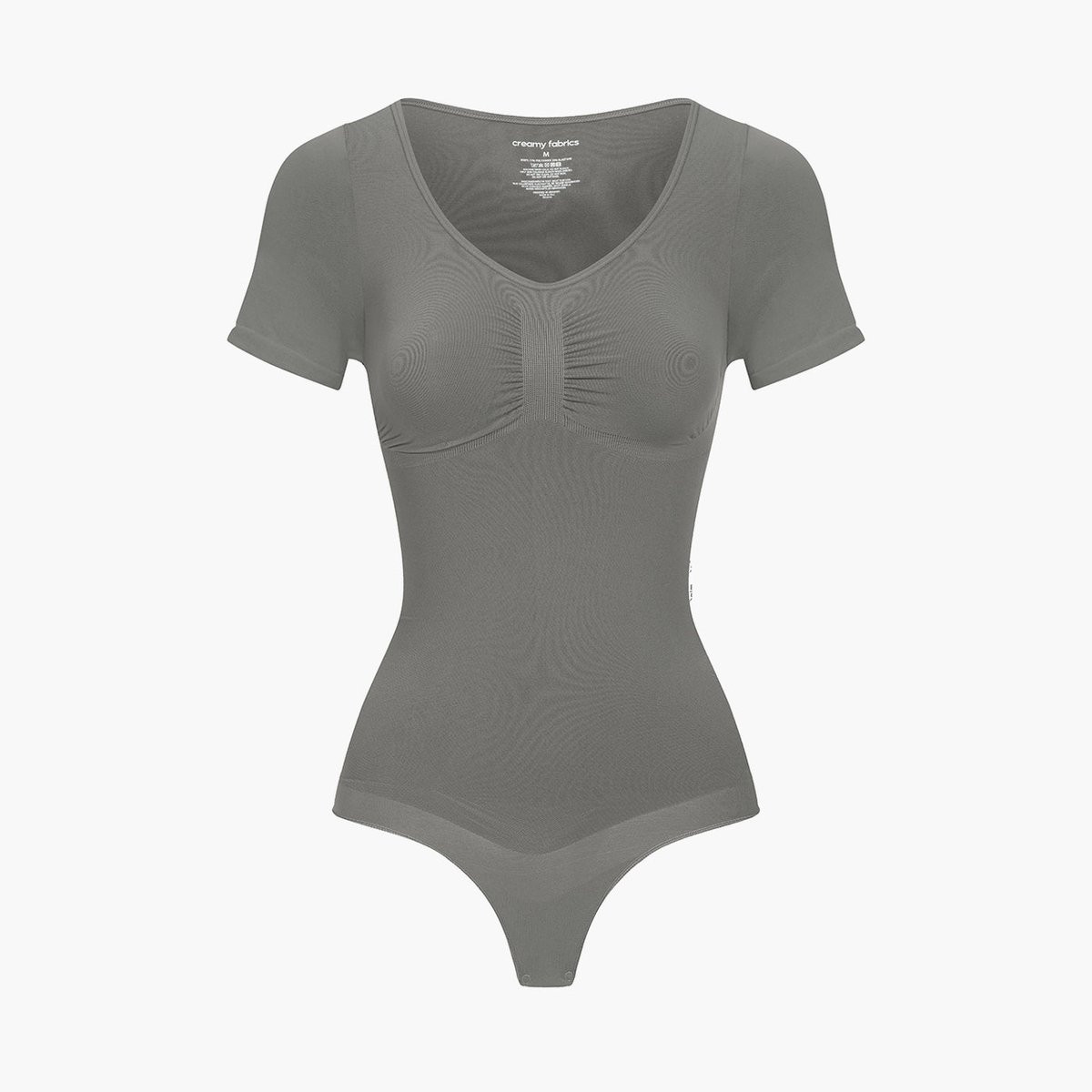 cfab T-shirt bodysuit met corrigerende werking en koord - Grafiet - 3XL - Corrigerende Body - Naadlos - corrigerend ondergoed dames