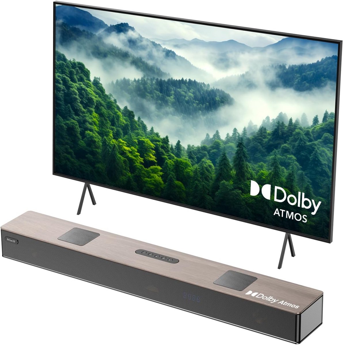 Houten Soundbar - TV Geluidssysteem - Film Avond - Dolby Atmos - 84 cm Breed - Houtkleur