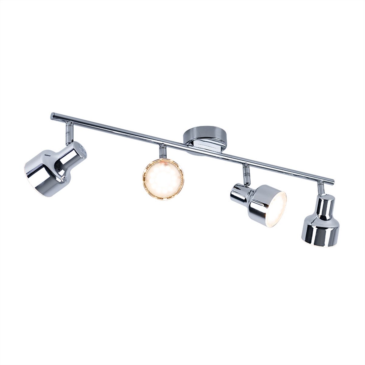 Plafondspot zwenkbare LED plafondlamp spots chroom Plafondlamp 4-lichts, metaal acryl, 4x 4W 320Lm warm wit, LxH 60x12 cm