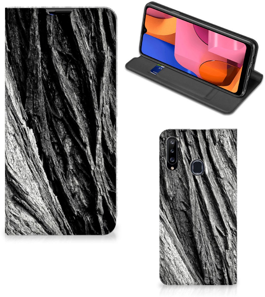 Book Wallet Case Samsung Galaxy A20s Boomschors Grijs