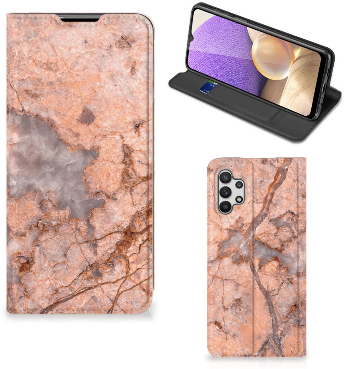 Samsung Galaxy A32 5G Standcase Marmer Oranje