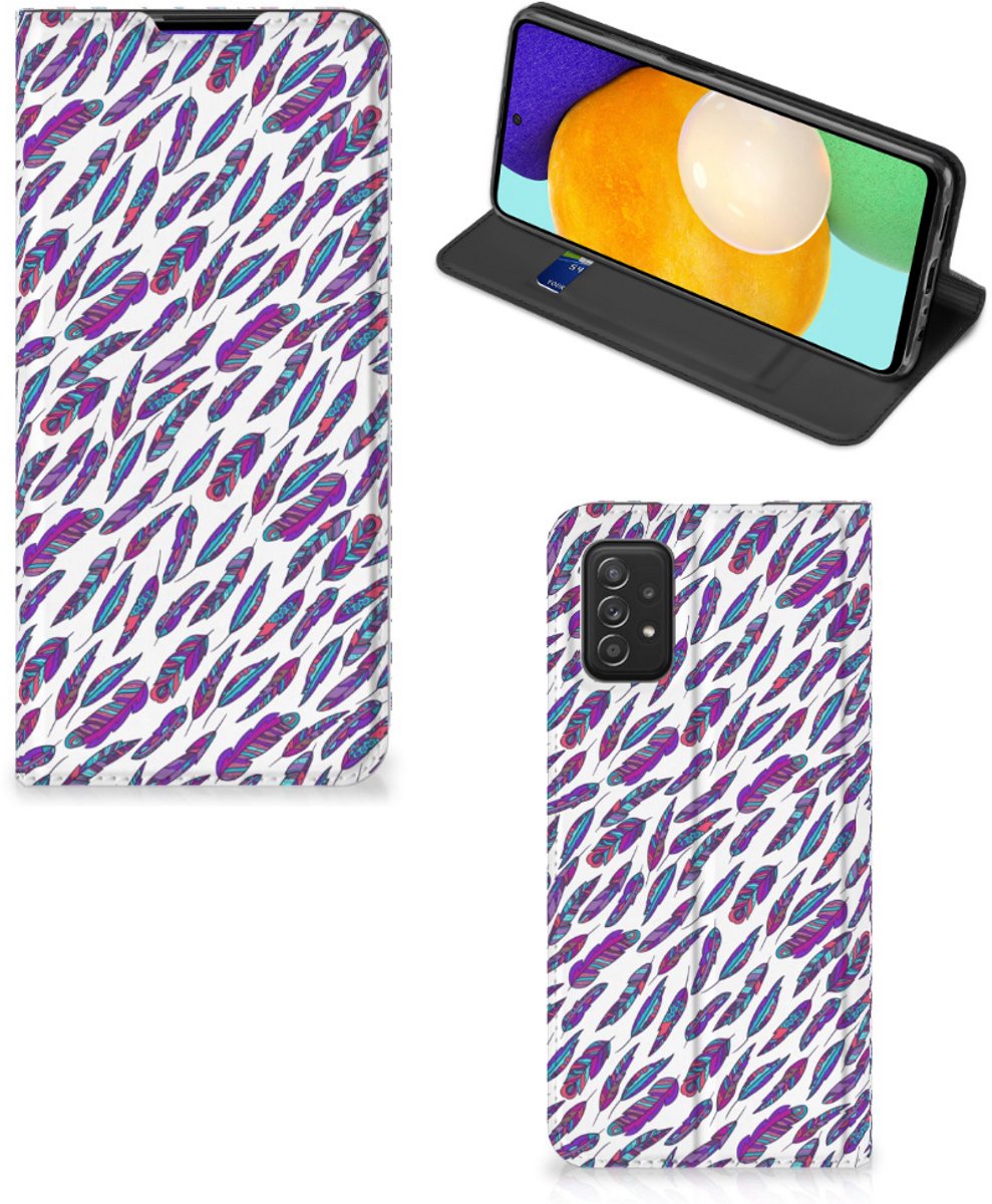Standcase Hoesje voor Samsung Galaxy A03s Hoesje met Magneet Feathers Color