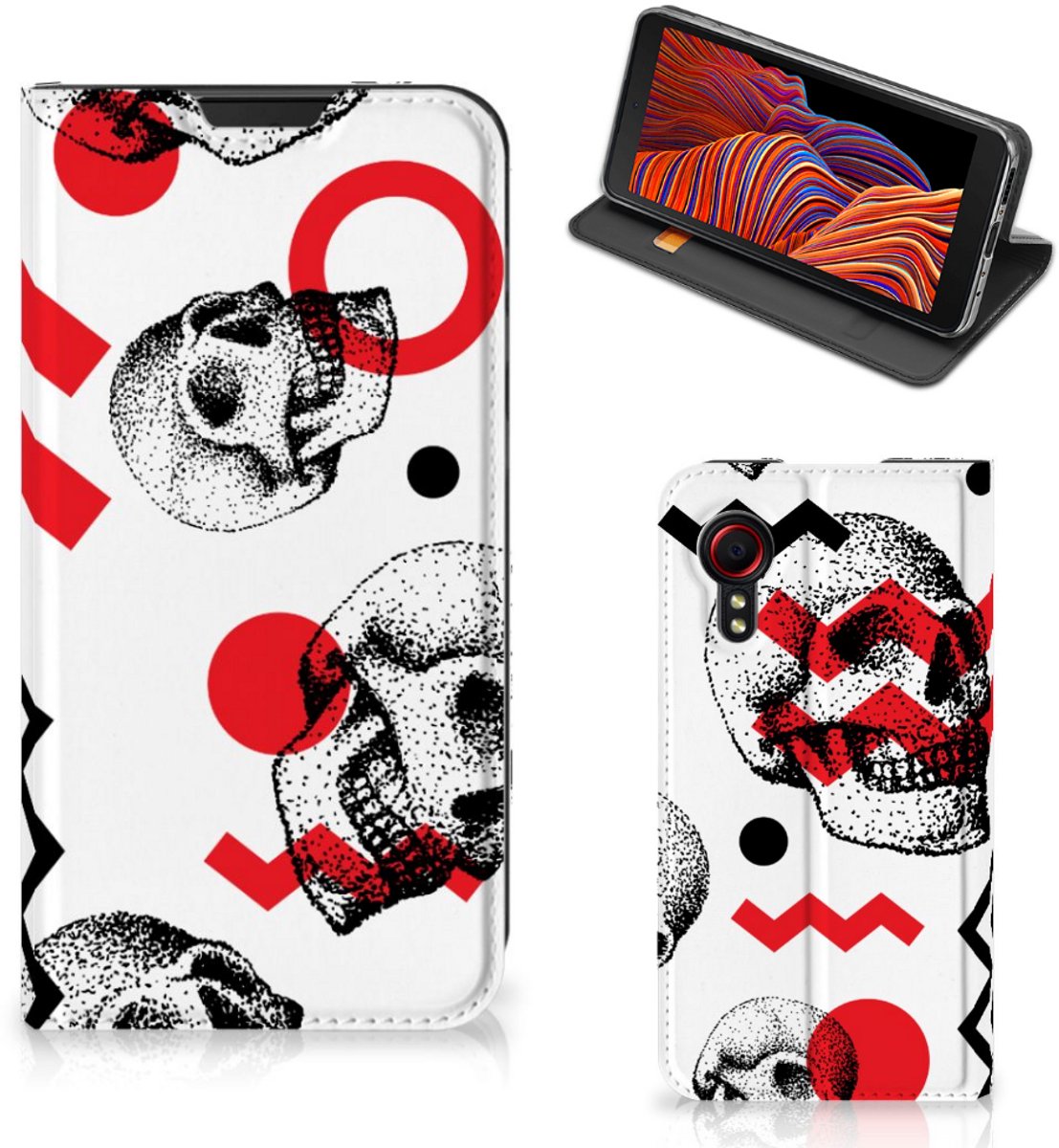 Mobiel BookCase Samsung Galaxy Xcover 5 Skull Red