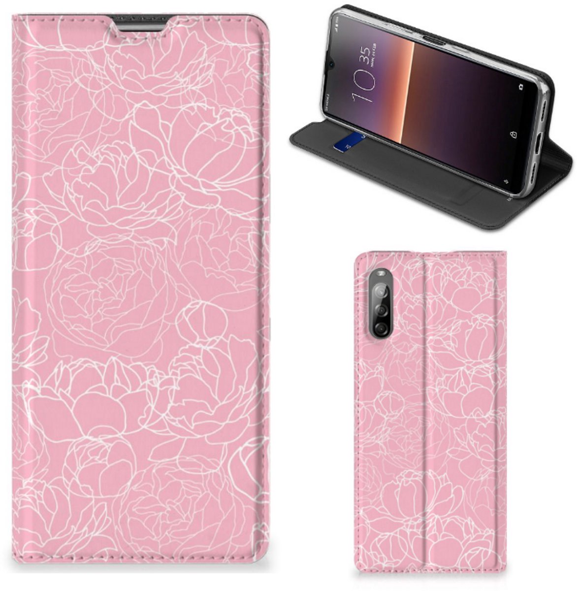 Sony Xperia L4 Smart Cover White Flowers