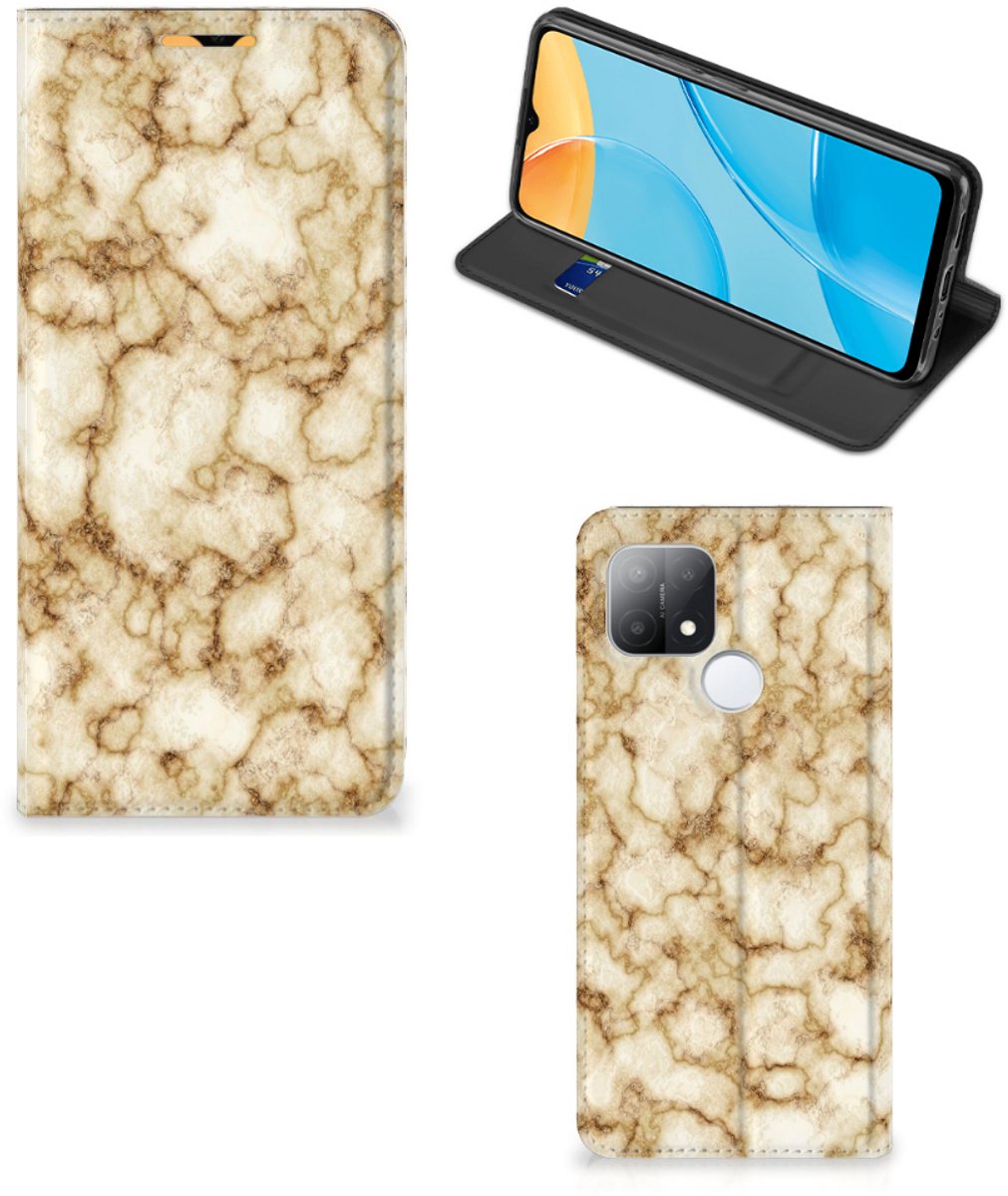 OPPO A15 Standcase Marmer Goud