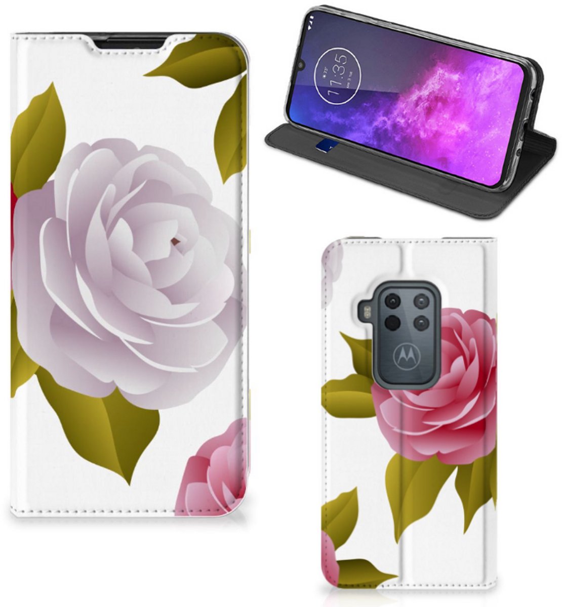 Motorola One Zoom Smart Cover Roses