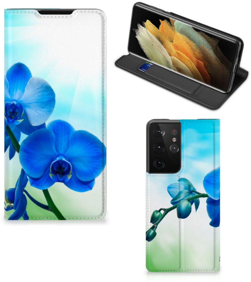 Samsung Galaxy S21 Ultra Smart Cover Orchidee Blauw - Cadeau voor je Moeder