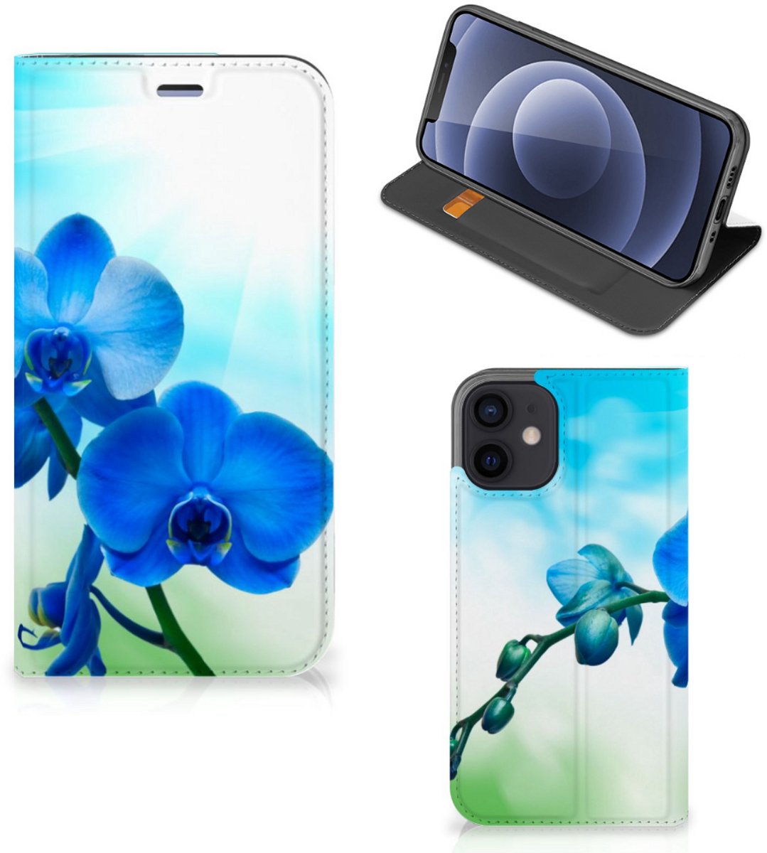 iPhone 12 Mini Smart Cover Orchidee Blauw - Cadeau voor je Moeder