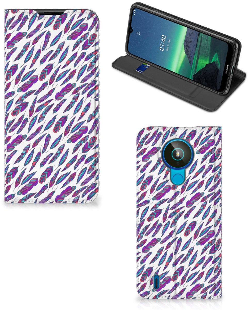 Nokia 1.4 Hoesje met Magneet Feathers Color