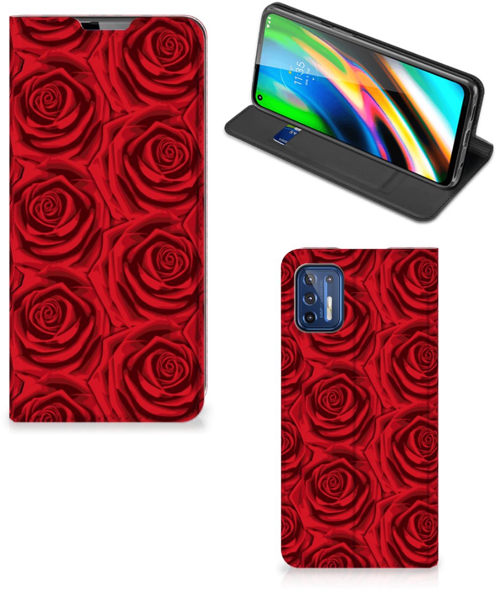Motorola Moto G9 Plus Smart Cover Red Roses