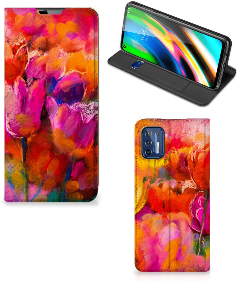 Bookcase Motorola Moto G9 Plus Tulips