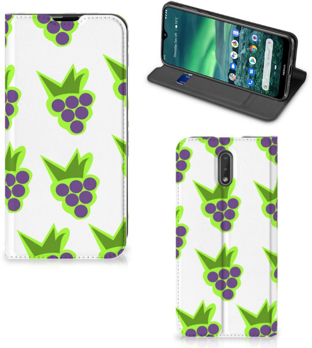 Book Case voor Nokia 2.3 Flip Style Cover Druiven