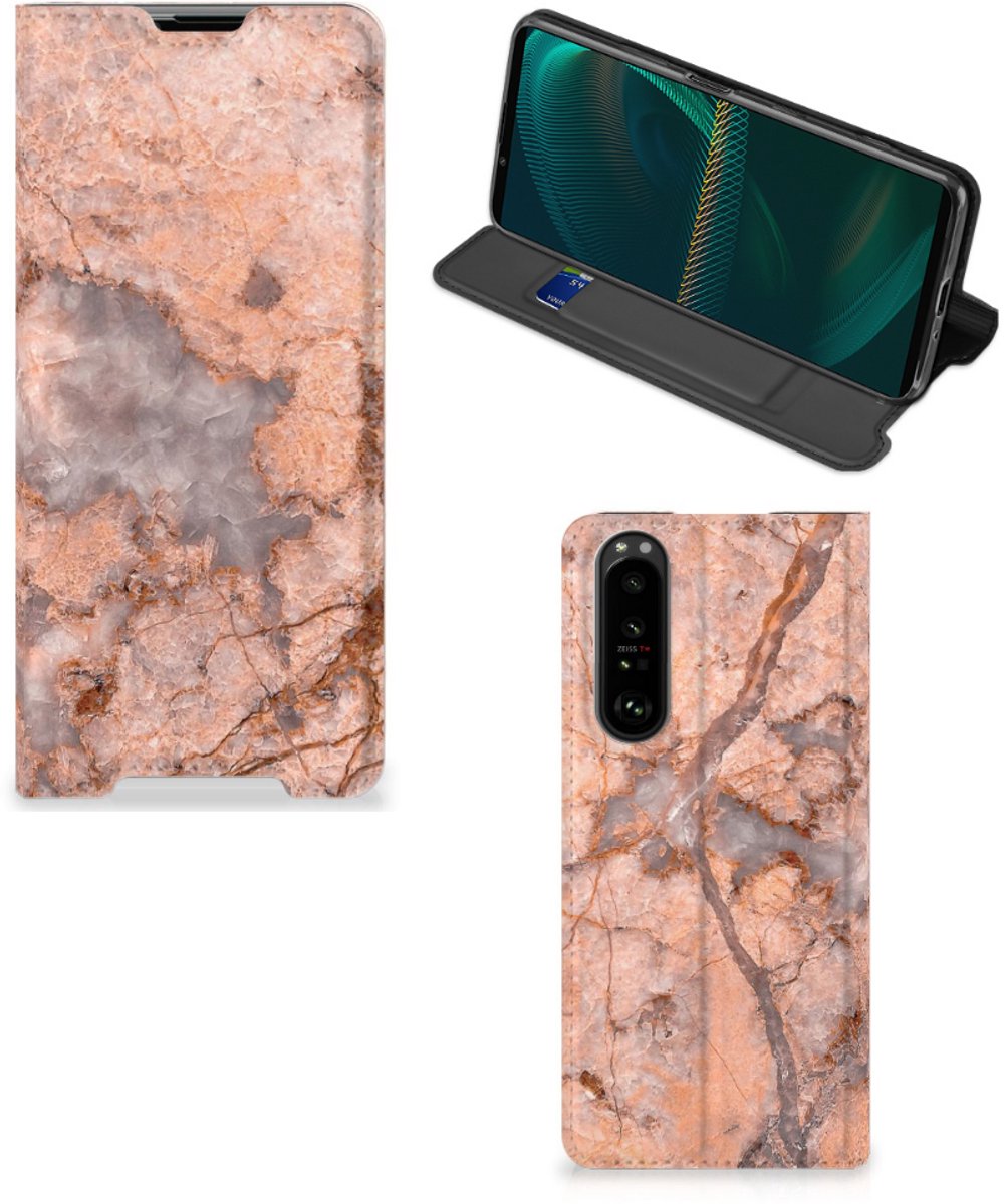 Sony Xperia 5 III Standcase Marmer Oranje