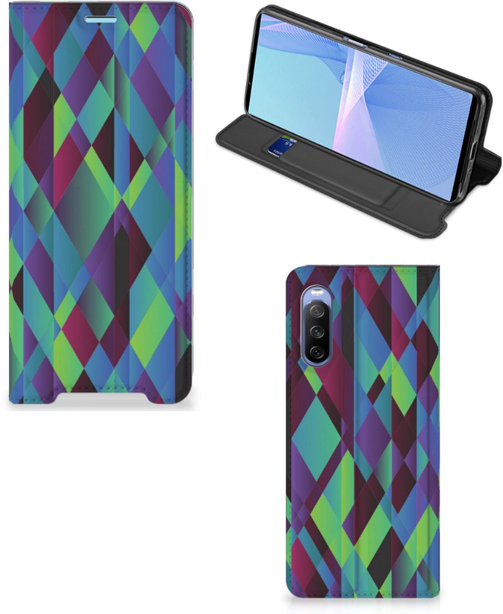 Sony Xperia 10 III Stand Case Abstract Green Blue