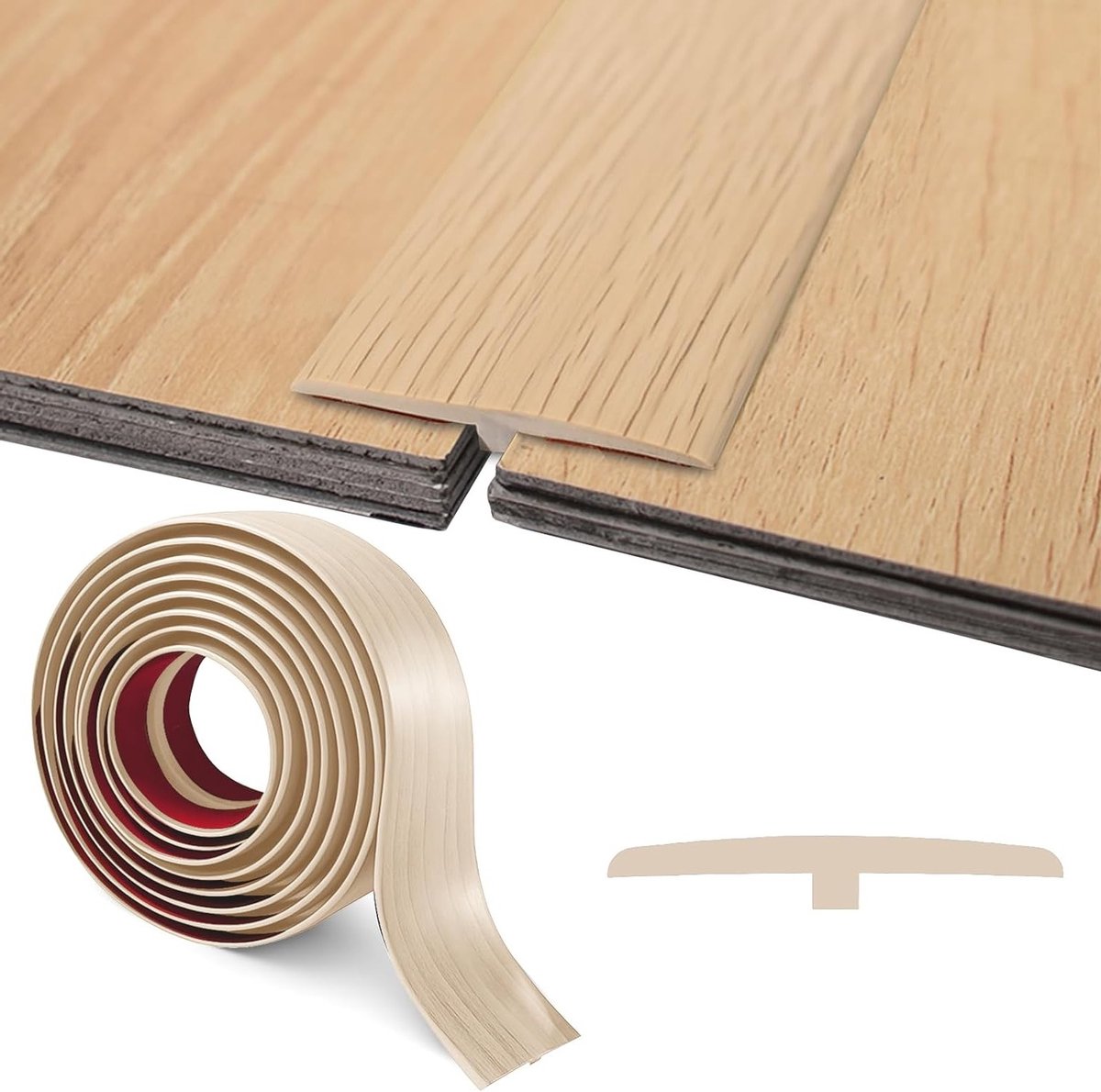 Overgangsprofiel T-profiel, zelfklevend 1M/2M/3M x 5CM, flexibele PVC vloerstrip voor naad